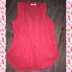 💚Cato button down ruffle tank size XL